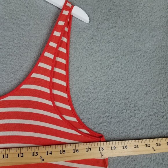 NEW Volcom Maxi Dress Women's Medium Orange White Striped Casual Stretch Tank - Picture 5 of 13